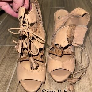 Gianni Bini Tan Lace-Up Heels